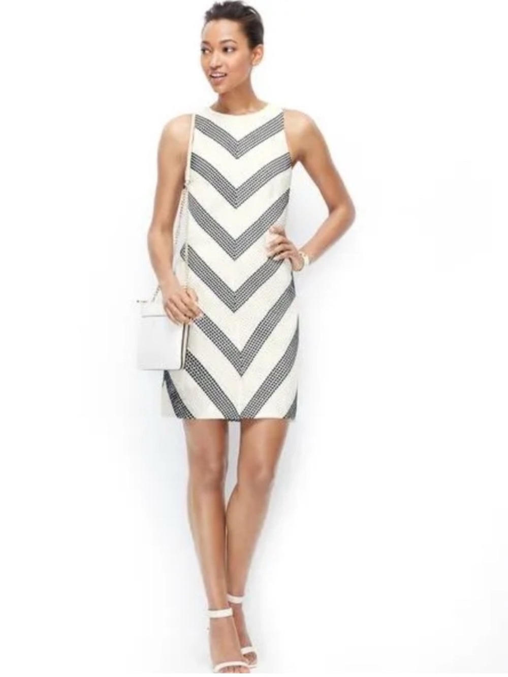 Ann Taylor Embroidered Polka
Dot Chevron Cotton Dress